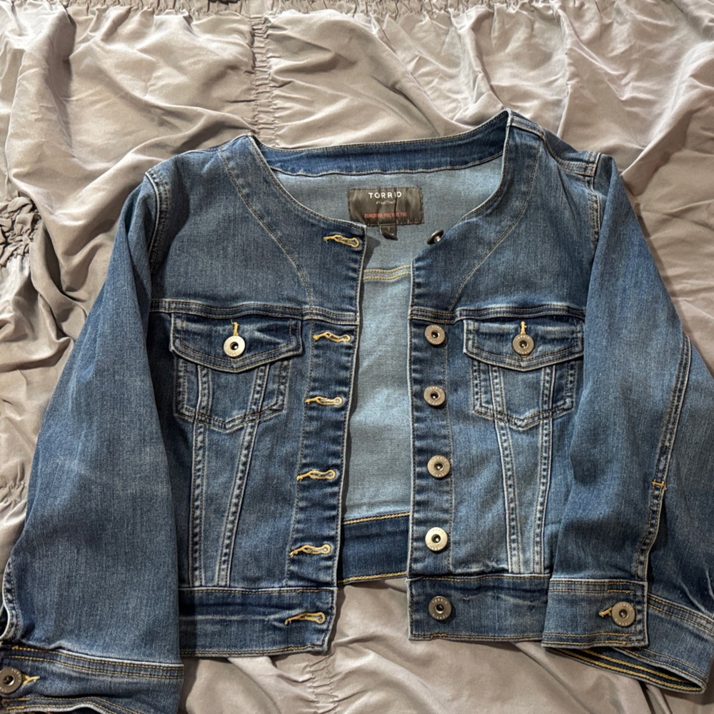 torrid Blue Denim Jacket with Button Front